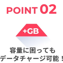 容量に困ってもデータチャージ可能!